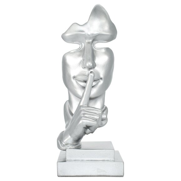 Adam & Friends Home Decor Silence Is Golden Sculpture | 1-Piece | Silver - Picture 2 of 3